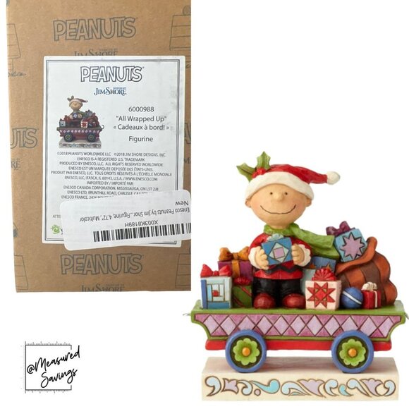New in Box - Peanuts Charlie Brown Jim Shore Christmas Train "All Wrapped Up" - Picture 3 of 12